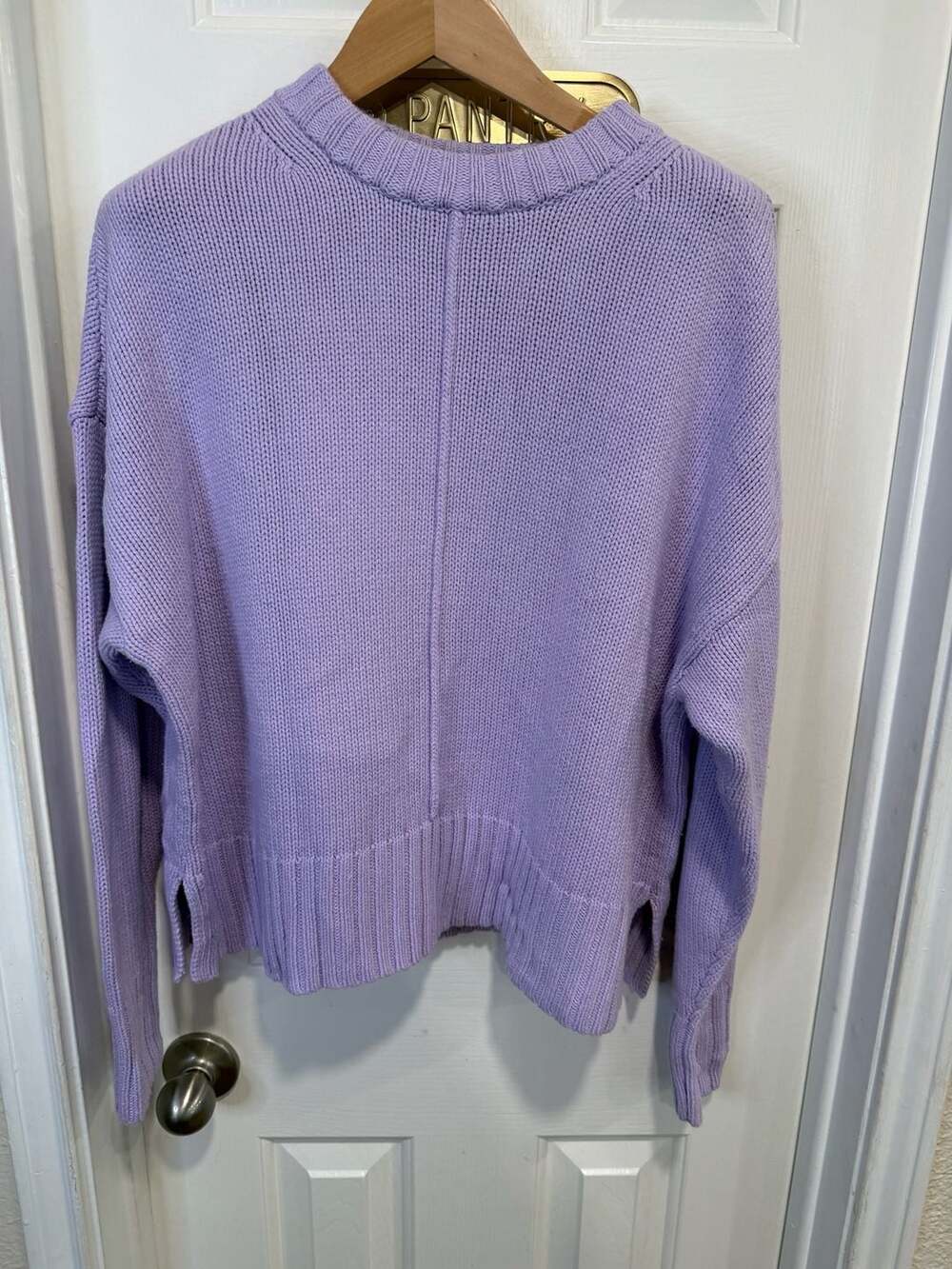 A New Day Womens L Purple Lavender Pullover Sweater Crewneck Side Slit